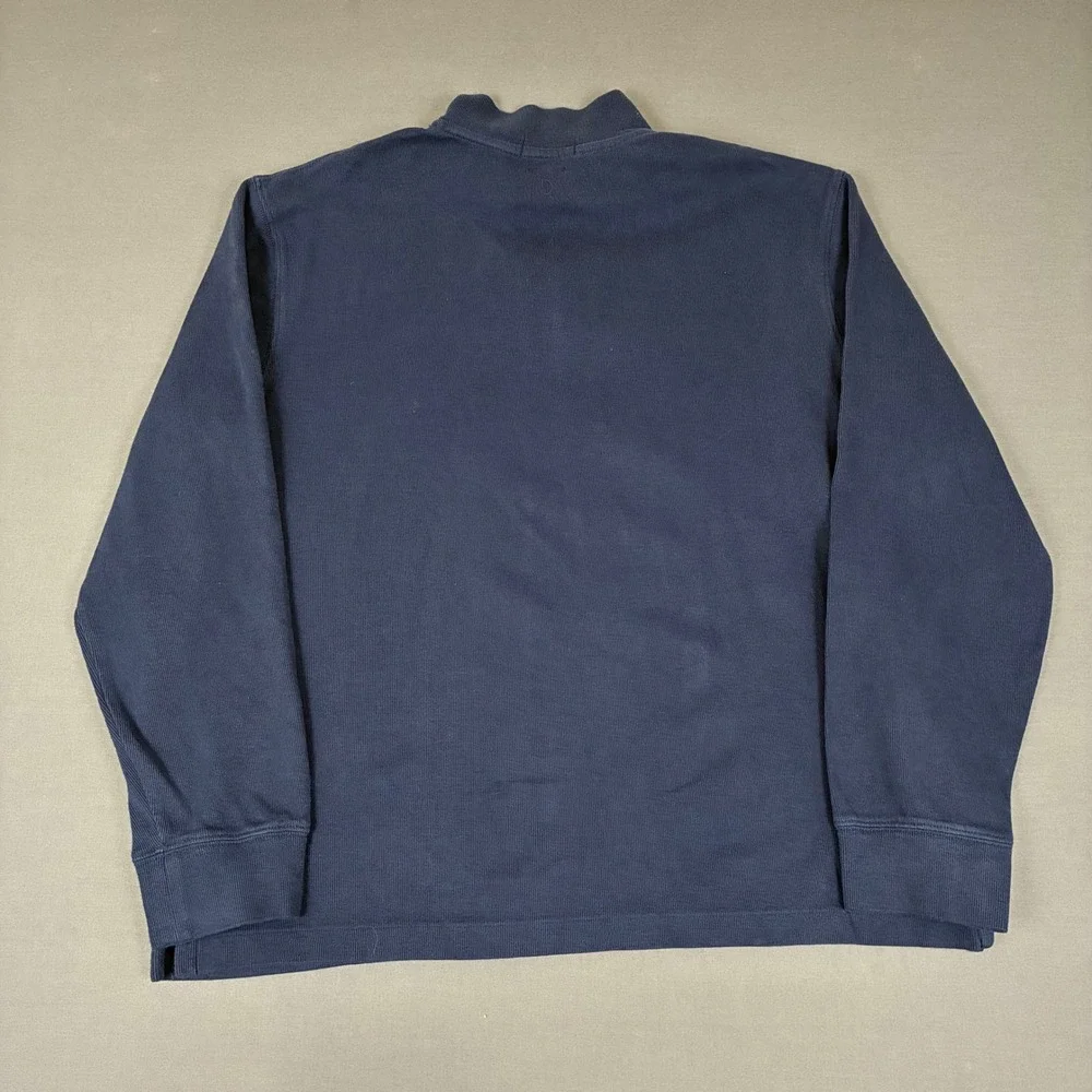 Polo Ralph Lauren Estate Rib Navy Blue Quarter Zip Sweater Men's Large Red Pony